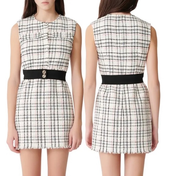 Maje NWT Rianey belted tweed mini dress sz 36 - Picture 1 of 3